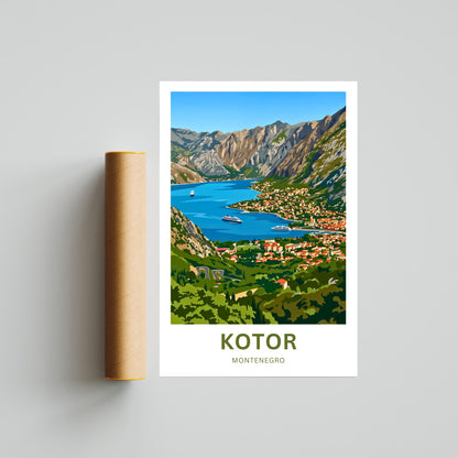 Kotor Travel Poster -   Montenegro Aerial View