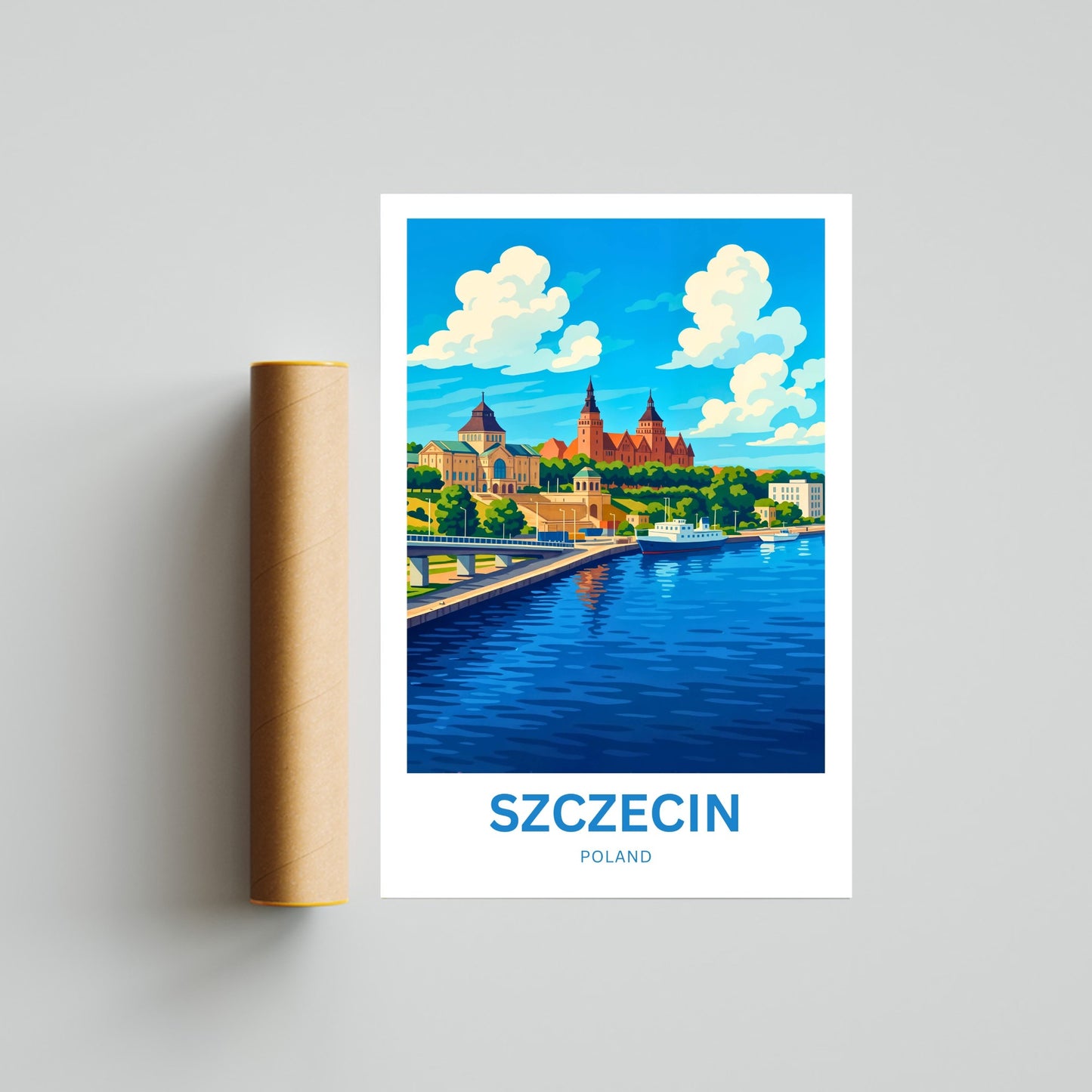 Szczecin Travel Poster -  Poland Hidden Harbor Gem