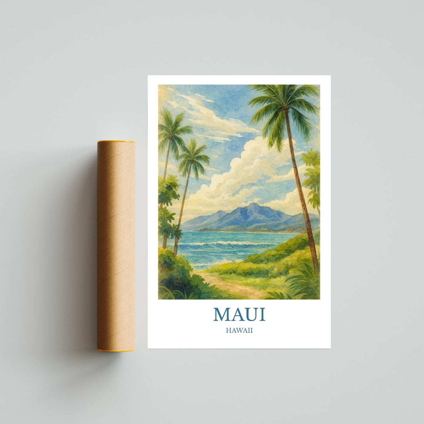 Maui, Watercolor design poster, Hawaii Print, Maui Wall Art