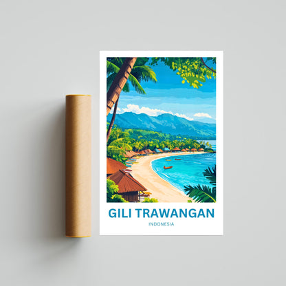 Gili Trawangan Travel Poster- Indonesia Tropical Island Life