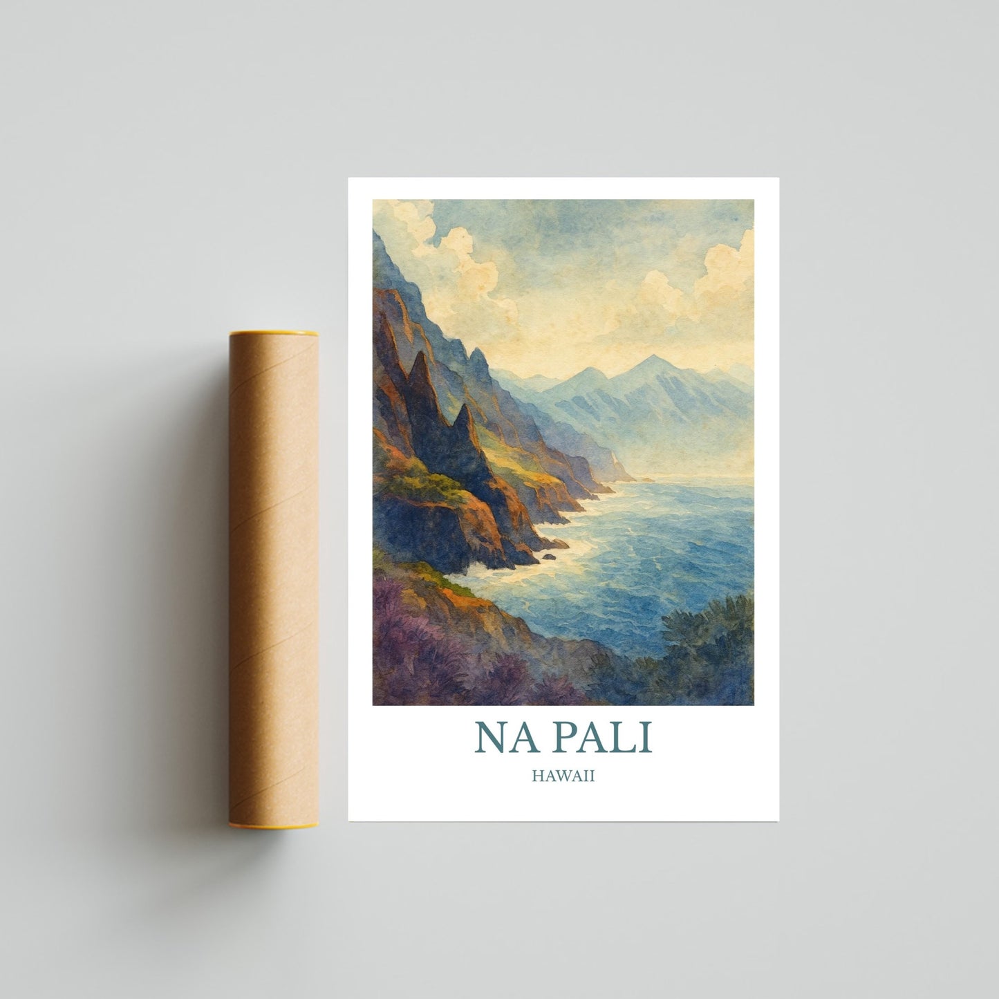 Nā Pali Coast, Watercolor design poster, Hawaii Print, Nā Pali Wall Art