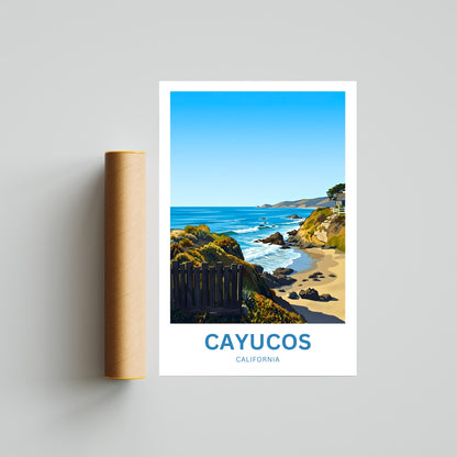 Cayucos Travel Poster - California Beach