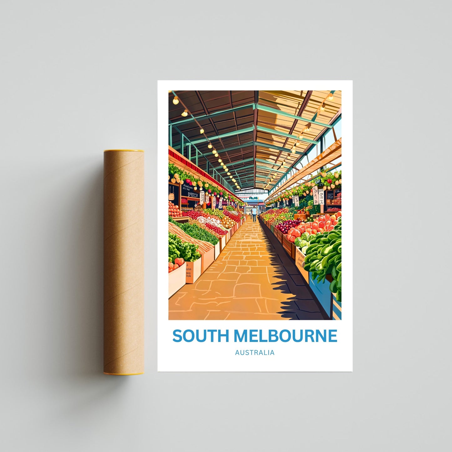 South Melbourne Market Travel Poster  - Explore Melbourne’s Fresh Side
