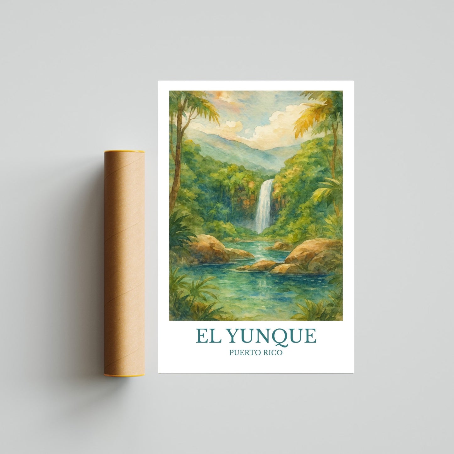 El Yunque National Forest, Watercolor design poster, Puerto Rico Print, El Yunque Wall Art