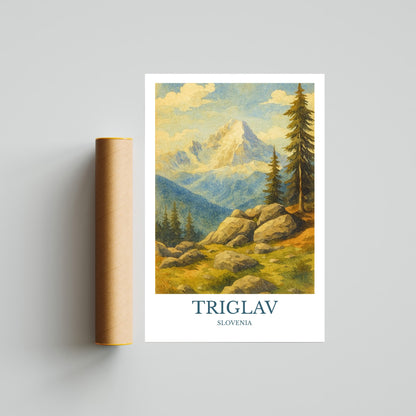Triglav, Watercolor design poster, Slovenia Print, Triglav Wall Art