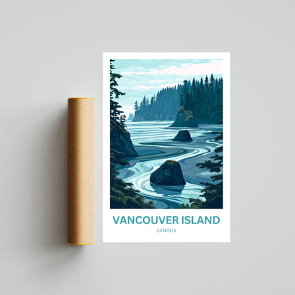 Vancouver Island Travel Poster - Mountains, Mist, and Magic