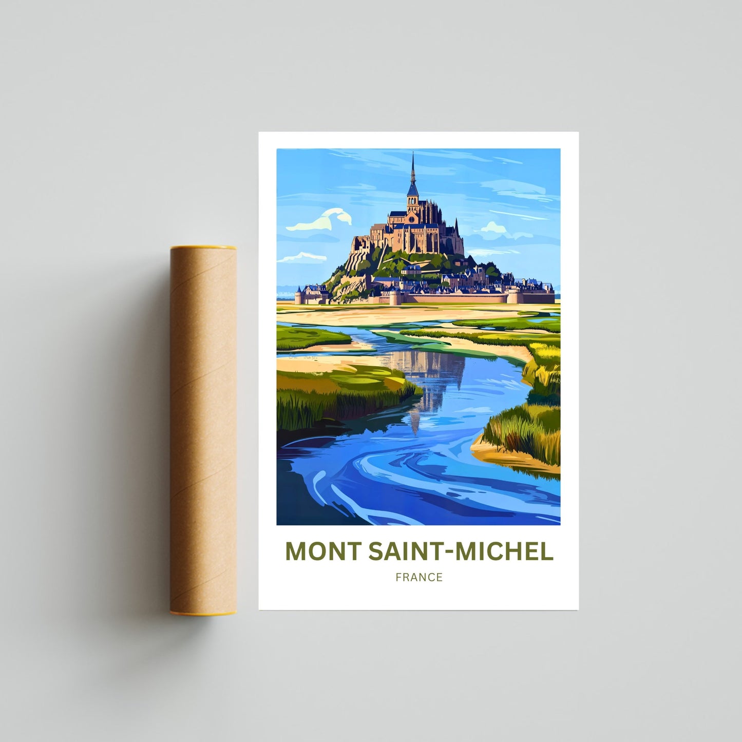 Mont Saint-Michel Travel Poster - The Floating Fortress of France