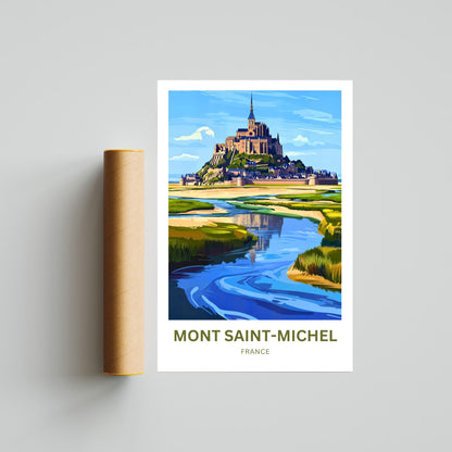 Mont Saint-Michel Travel Poster - The Floating Fortress of France