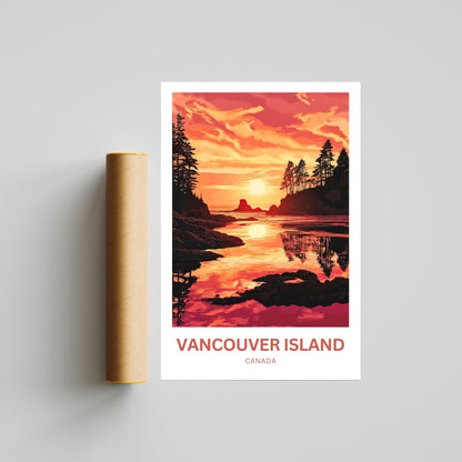 Vancouver Island Travel Poster - Wild Coasts and Sunset