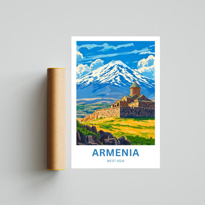 Armenia Travel Poster - Echoes of Ararat and Monasteries in the Mountains