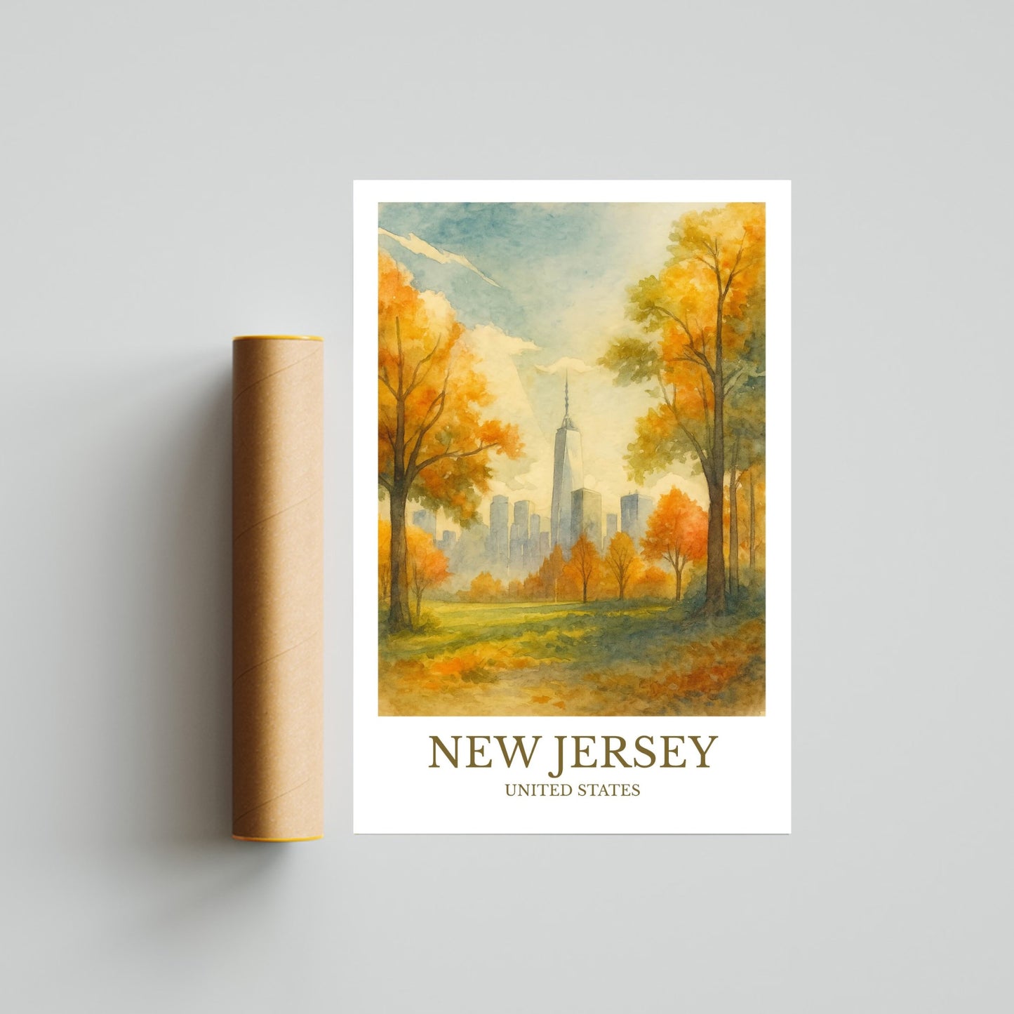 New Jersey, Watercolor design poster, United States Print, New Jersey Wall Art