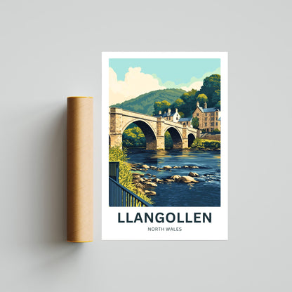 Llangollen Travel Poster - Welsh Waters, Welsh Wonders