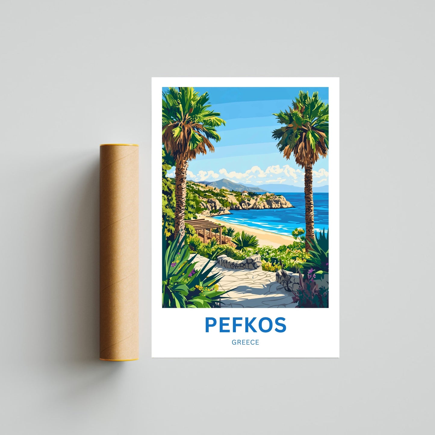 Pefkos Travel Poster - Rhodes Paradise