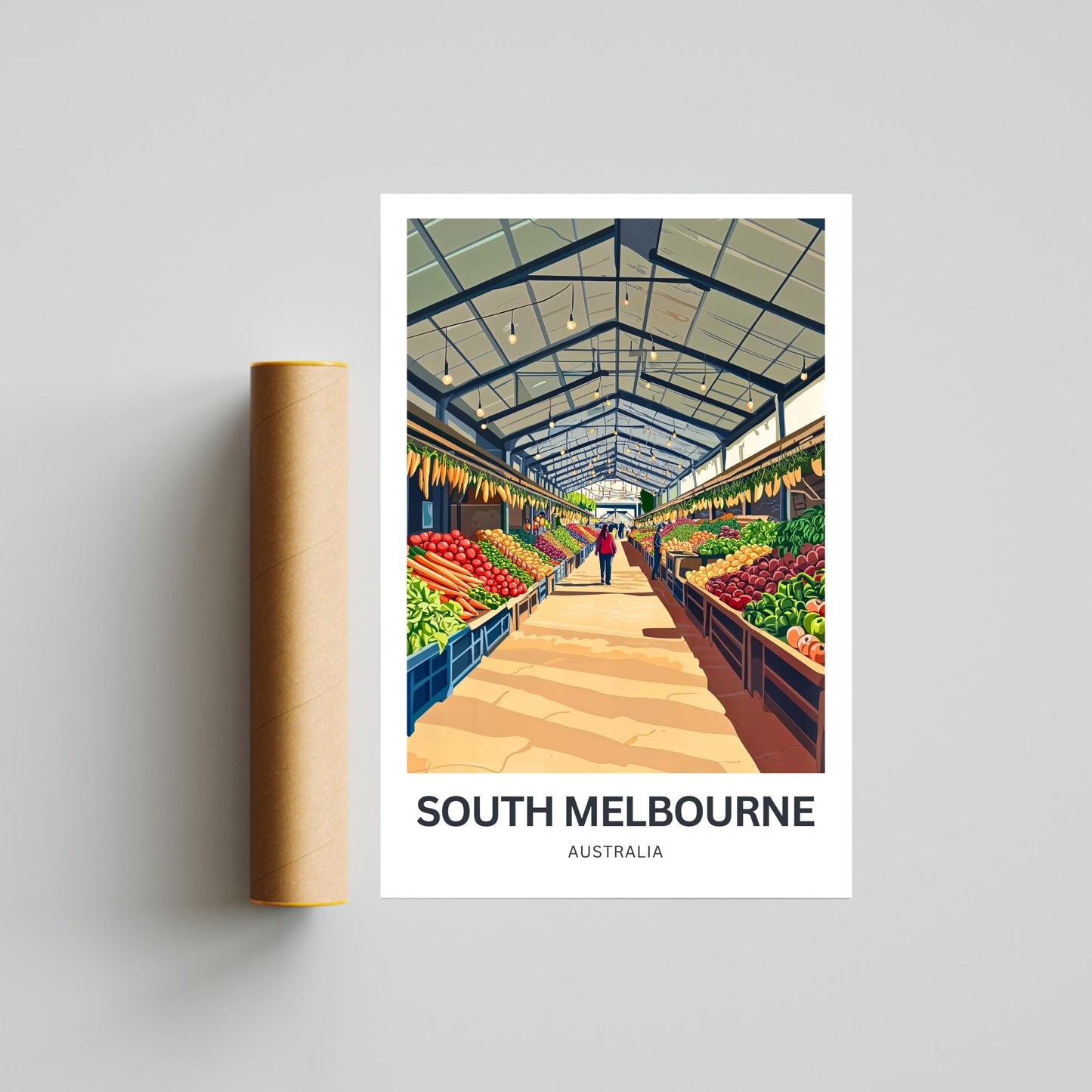 South Melbourne Market Travel Poster  - Gather, Taste, Discover