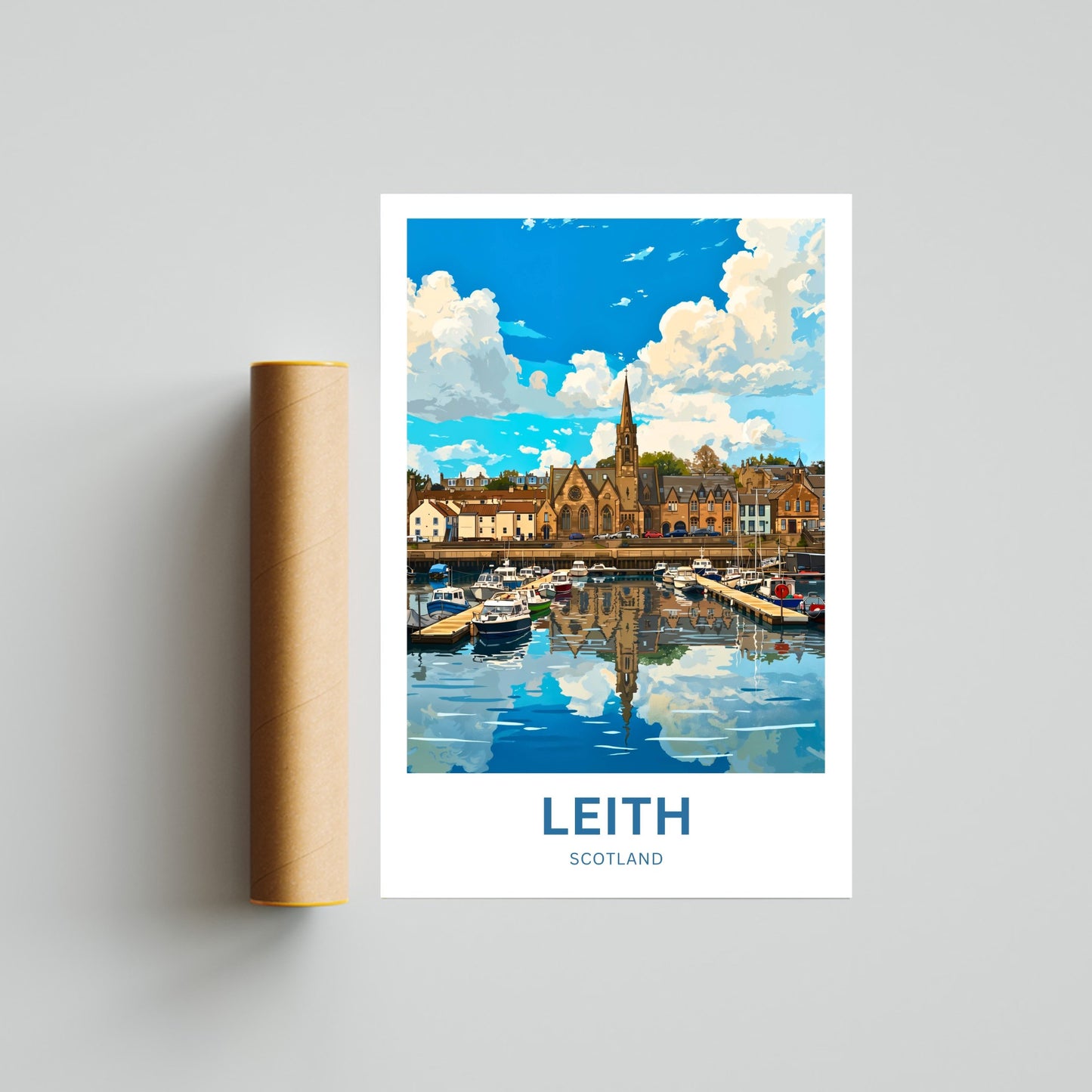 Leith, Scotland Travel Poster  - A Coastal Panorama
