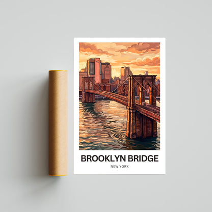 Brooklyn Bridge Travel Poster -  Classic New York View