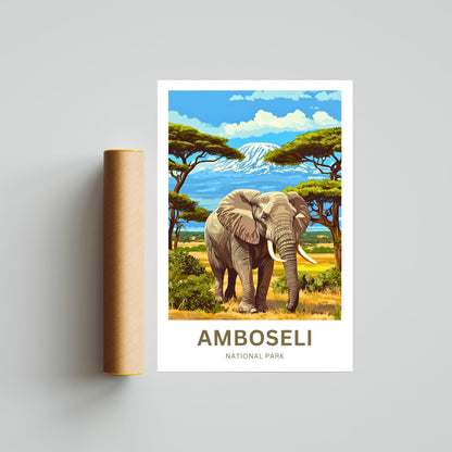 Amboseli National Park Travel Poster  - Legend of Craig and Kilimanjaro