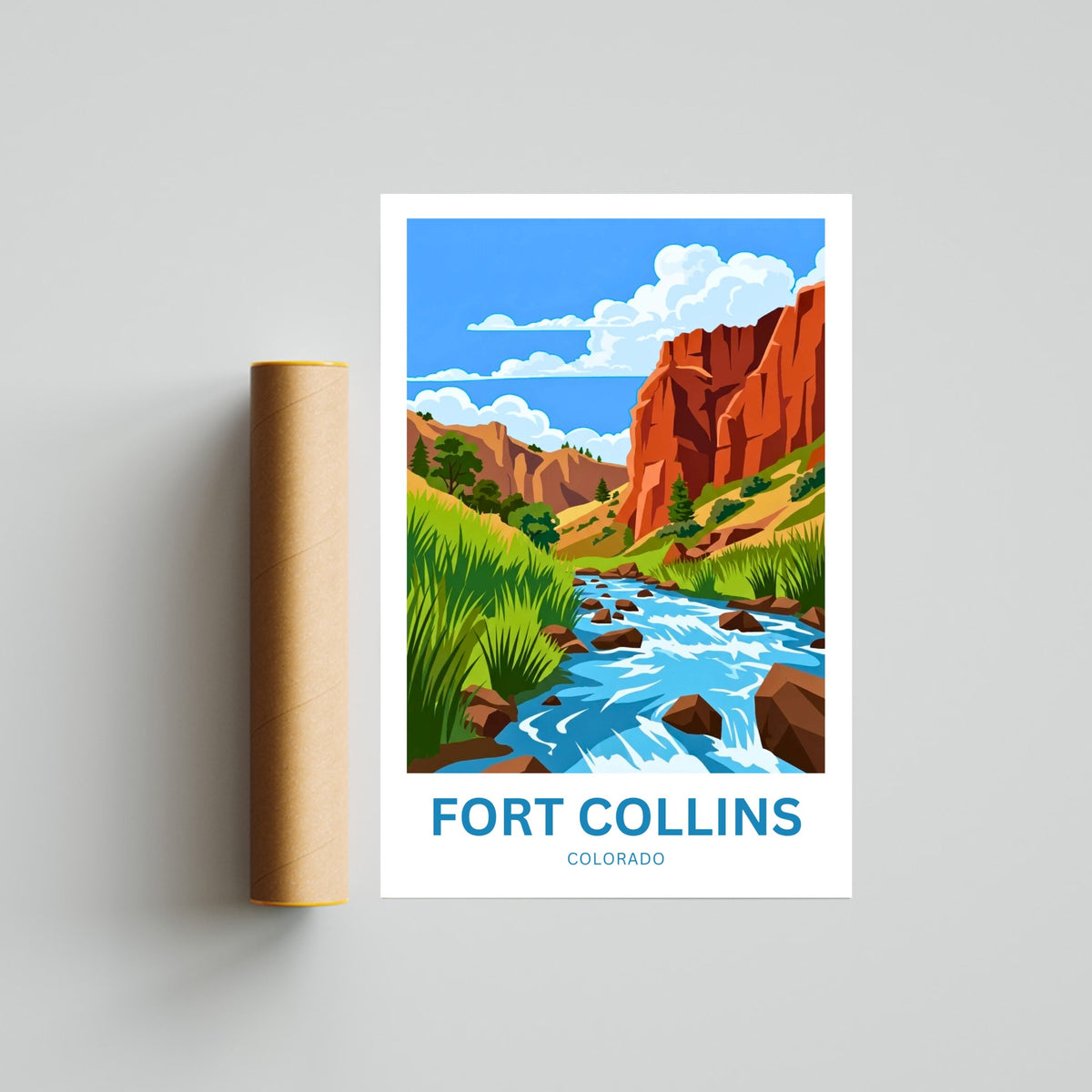 Fort Collins, Colorado Travel Poster - River