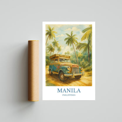 Manila, Watercolor design poster, Philipines Print, Manila Wall Art
