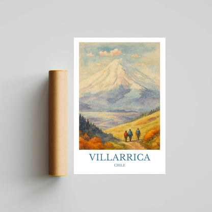 Villarrica, Watercolor design poster, Chile Print, Villarrica Wall Art
