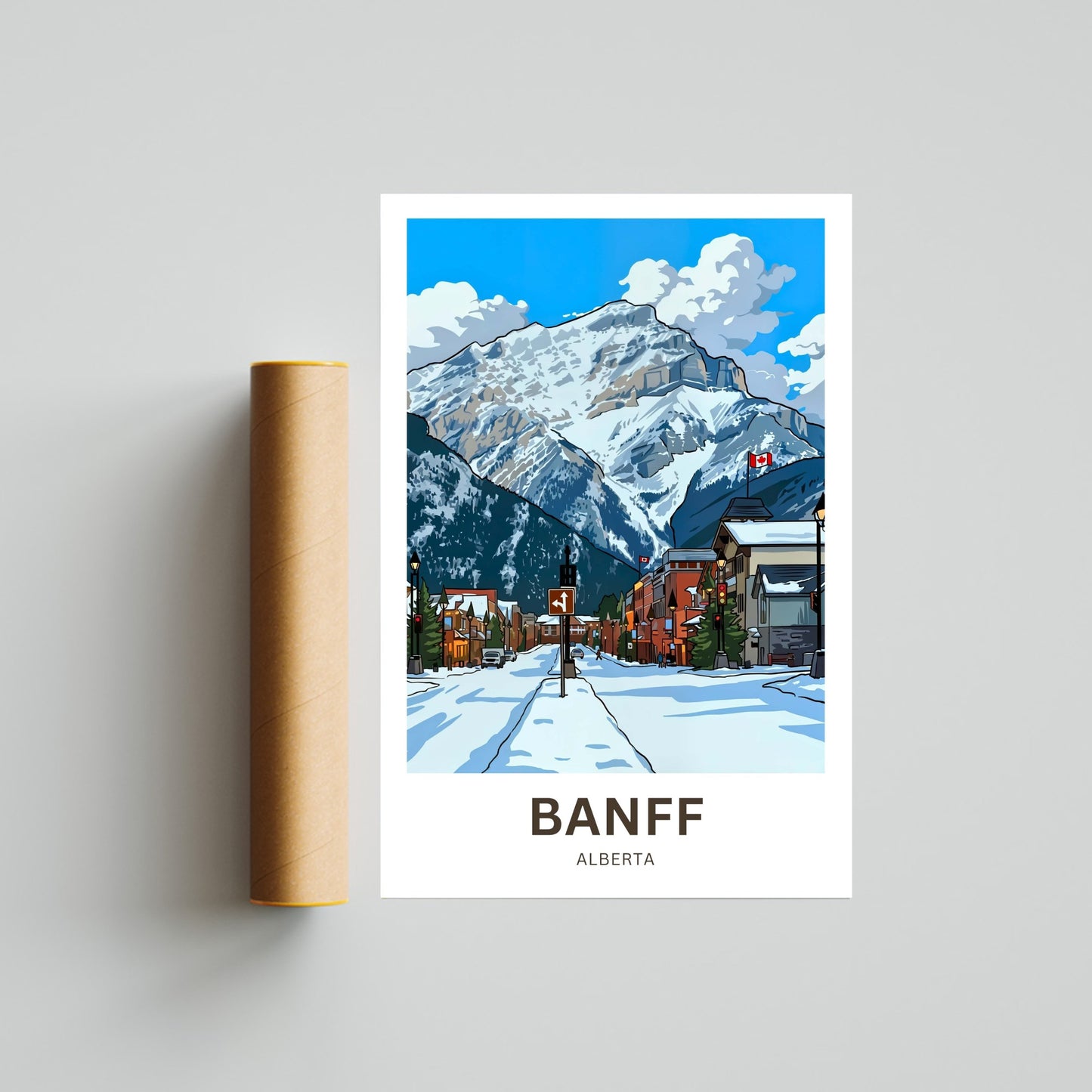 Banff Avenue Travel Poster- Winter