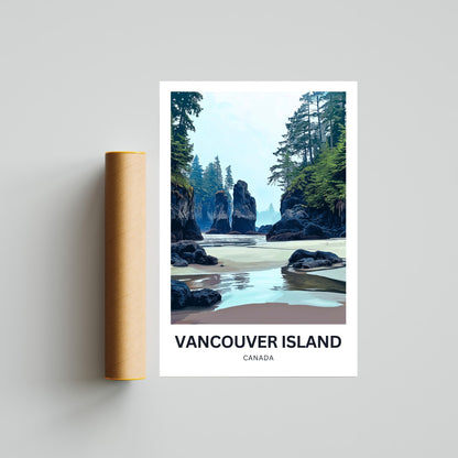 Vancouver Island Travel Poster - Where Forest Meets the Sea