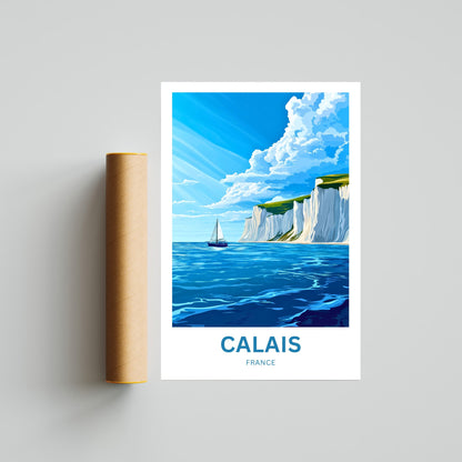 Calais Travel Poster - Cliffs of France
