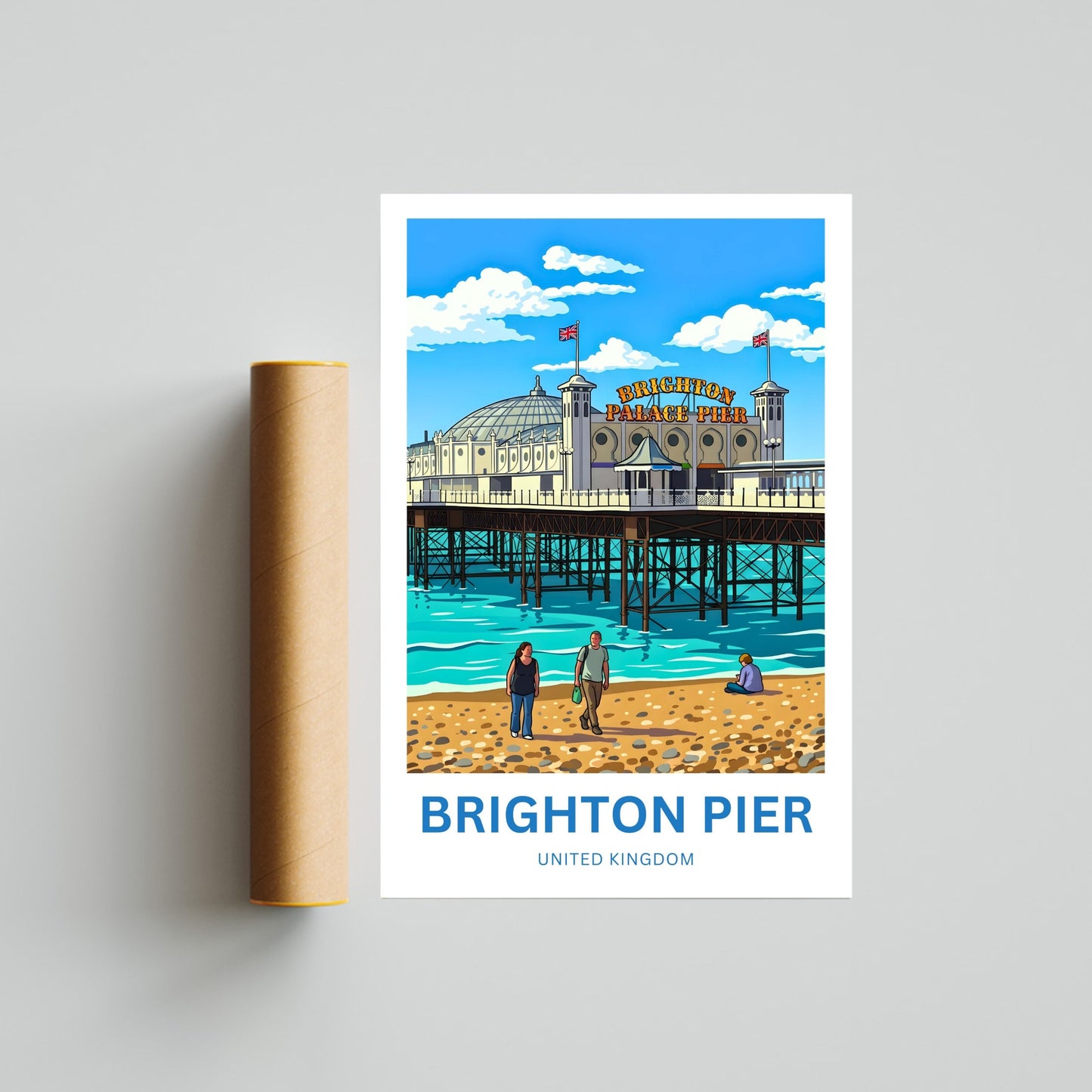 Brighton Pier Travel Poster - Seaside Lights