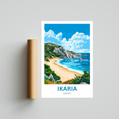 Ikaria Beach Travel Poster  - Azure Escape