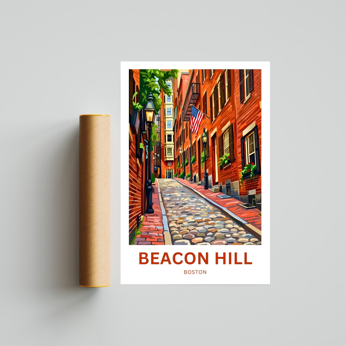 Beacon Hill Travel Poster -  Stroll in Boston