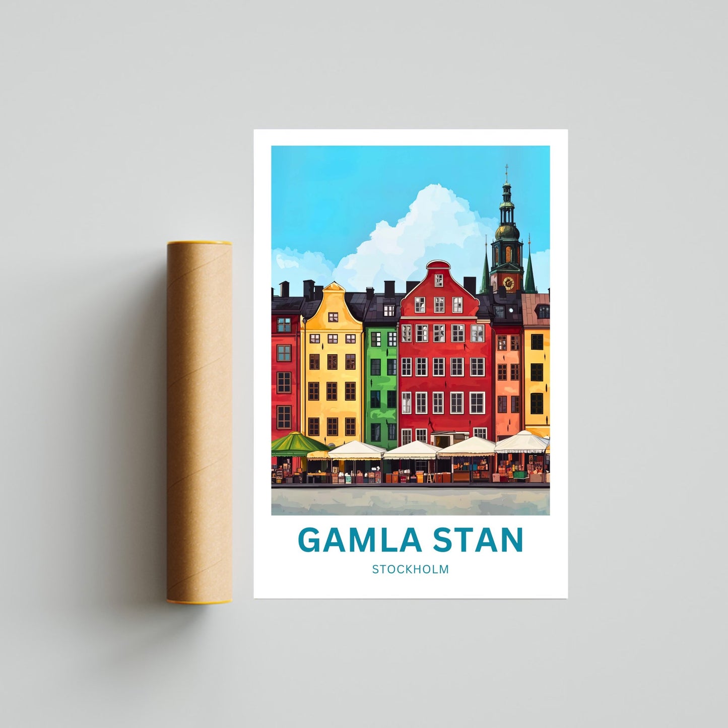 Gamla Stan Travel Poster  -  Iconic Landmark of Stockholm, Sweden
