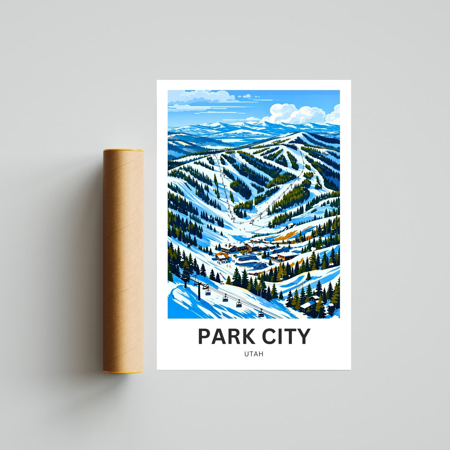 Park City Travel Poster- Stunning Park West Ski View
