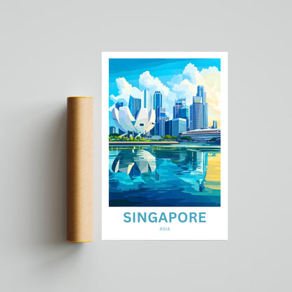 Singapore Travel Poster - Captivating Marina Bay Skyline