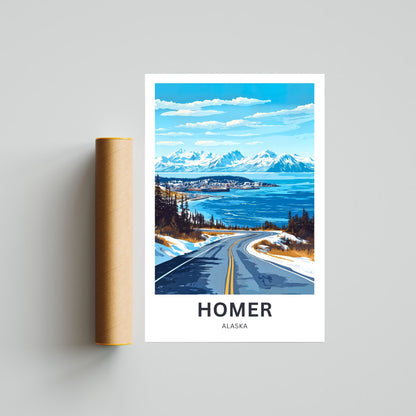 Homer Travel Poster - Captivating View of Alaskan Peaks
