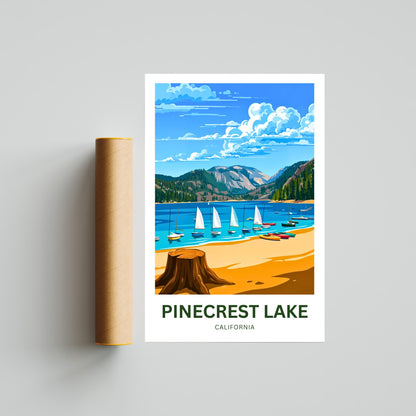Pinecrest Lake Travel Poster - Mesmerizing Serene Lake and Mountain