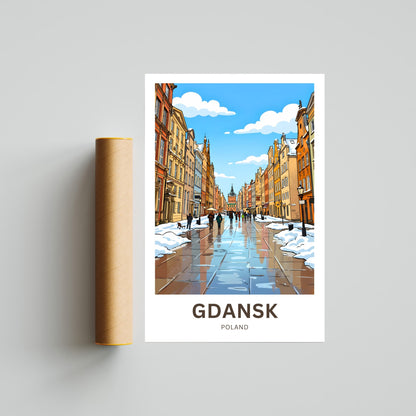 Gdańsk  Travel Poster - Long Winter Street Wanderings