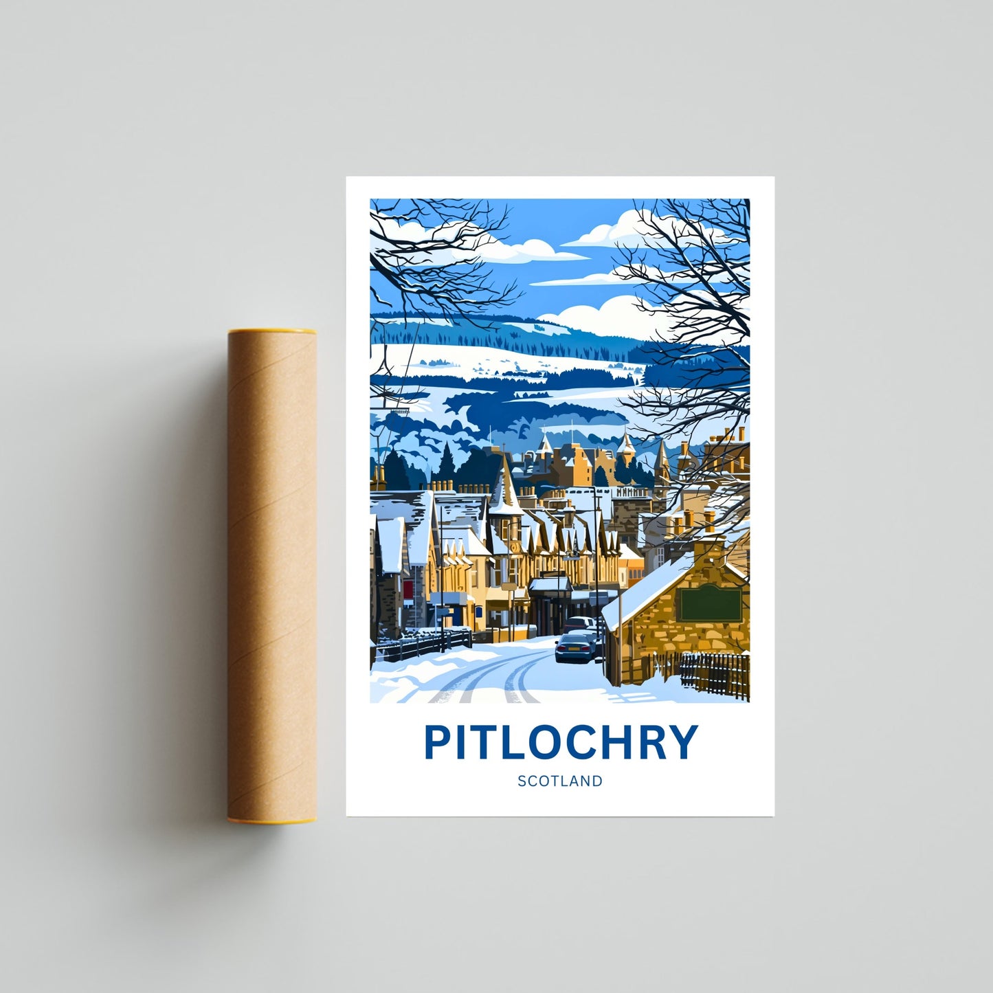Pitlochry Travel Poster - Scotland Highland Calm