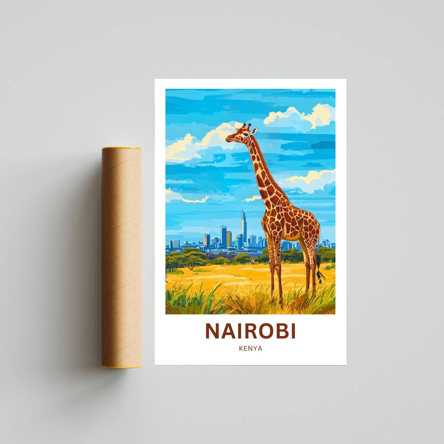 Nairobi Travel Poster - Skyline and Safari