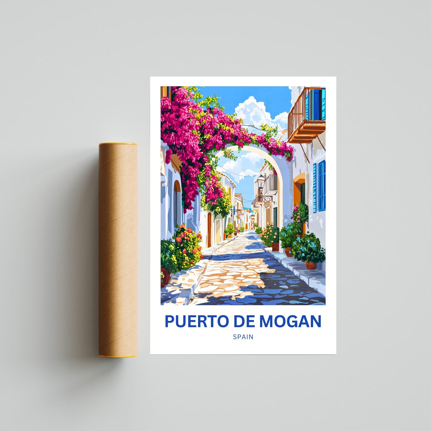 Puerto de Mogán Travel Poster  - Under the Arch of Flowers