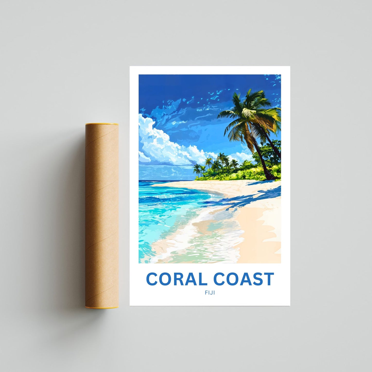 Coral Coast, Fiji Travel Poster - Tides of Tranquility – Coral Coast
