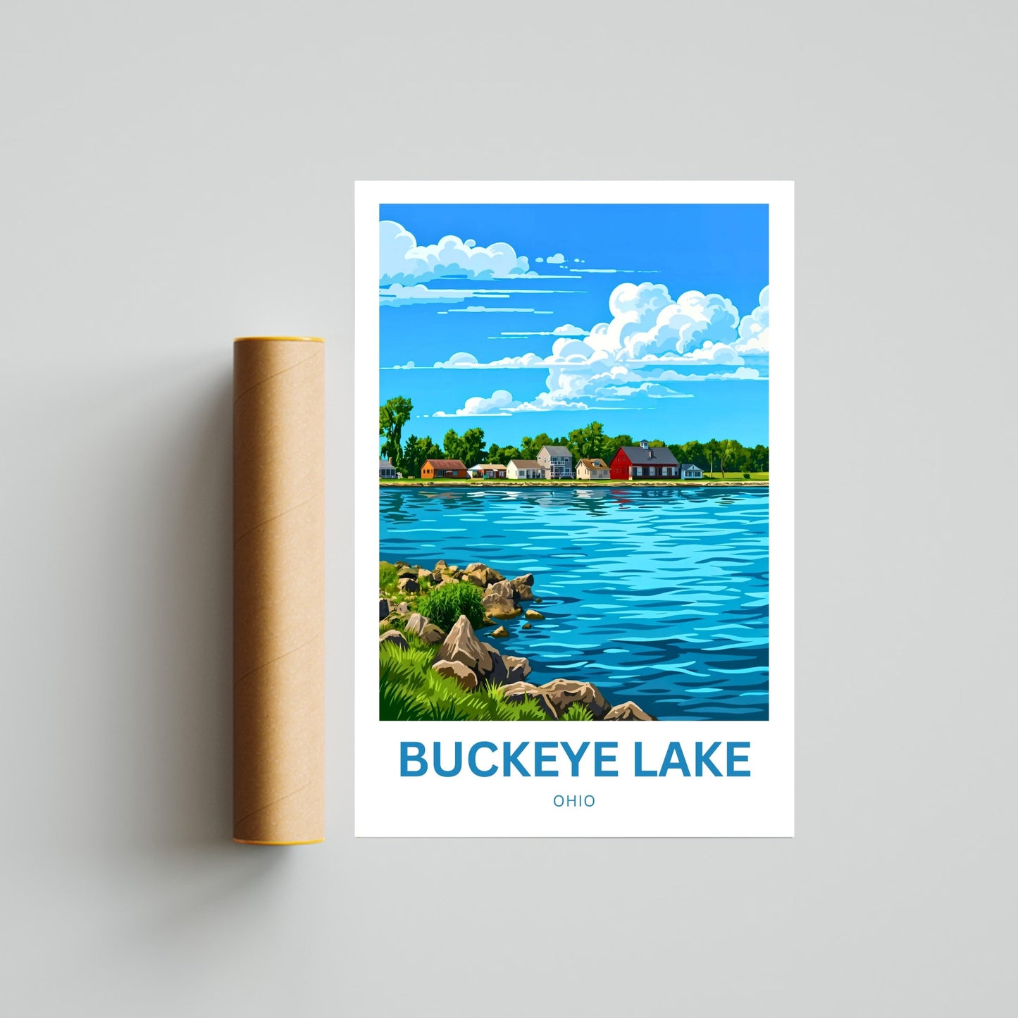 Buckeye Lake Travel Poster -  Peaceful Waterways