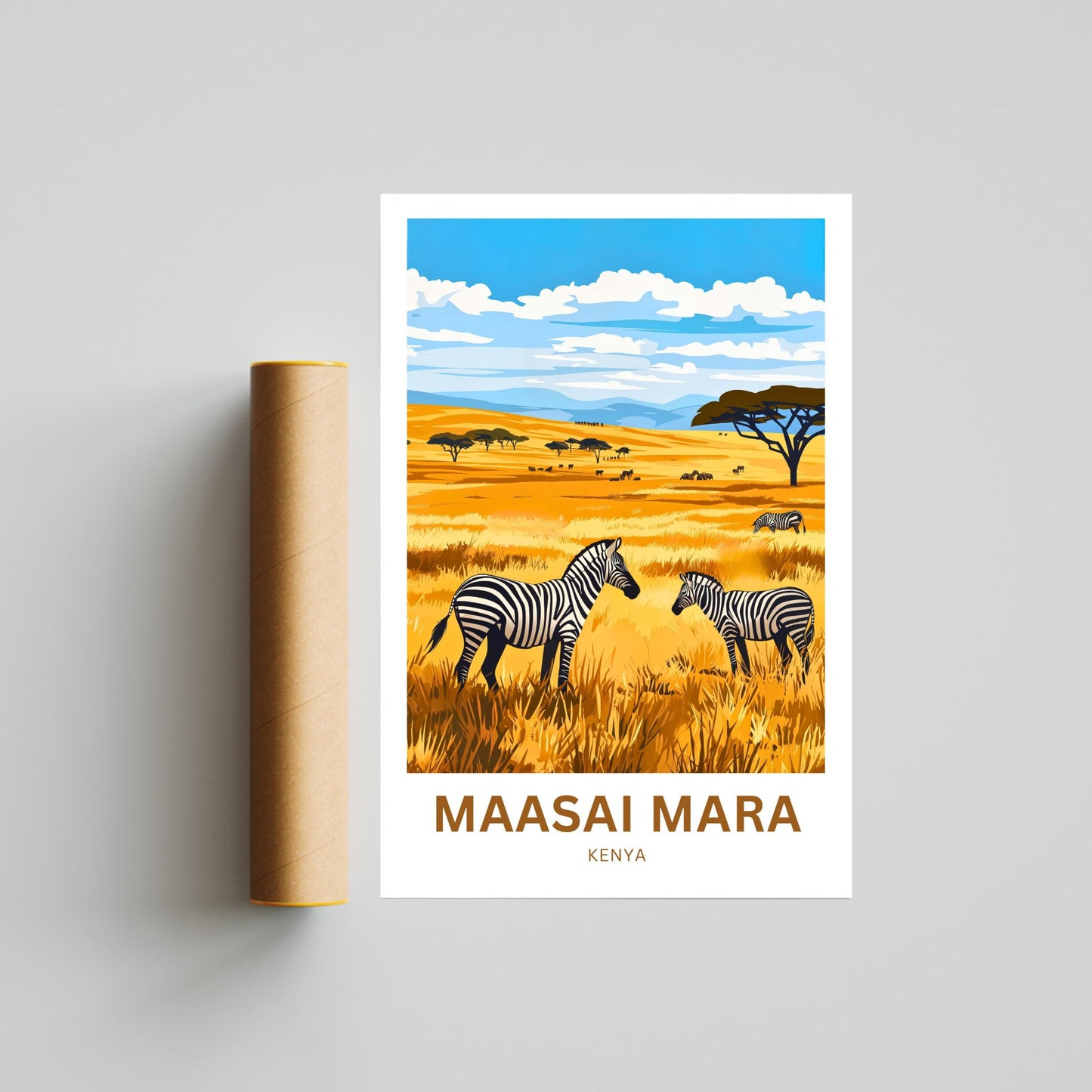 Maasai Mara Travel Poster - Captivating Wildlife in Kenya
