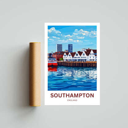Southampton Travel Poster- Seaside Spirit England