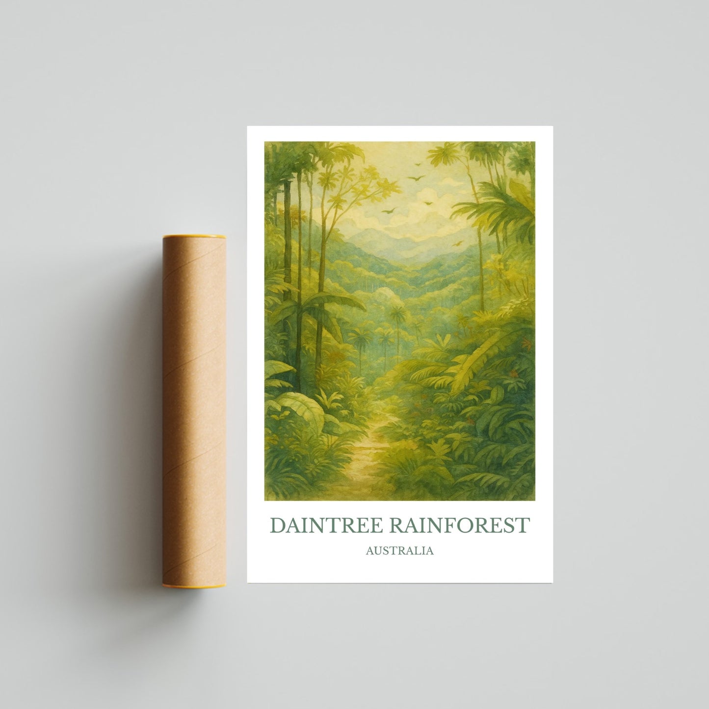 Daintree Rainforest, Watercolor design poster, Australia Print, Daintree Rainforest Wall Art