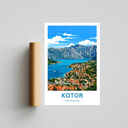 Kotor Travel Poster -   Montenegro Town by the Sea