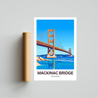 Mackinac Bridge Travel Poster - Michigan