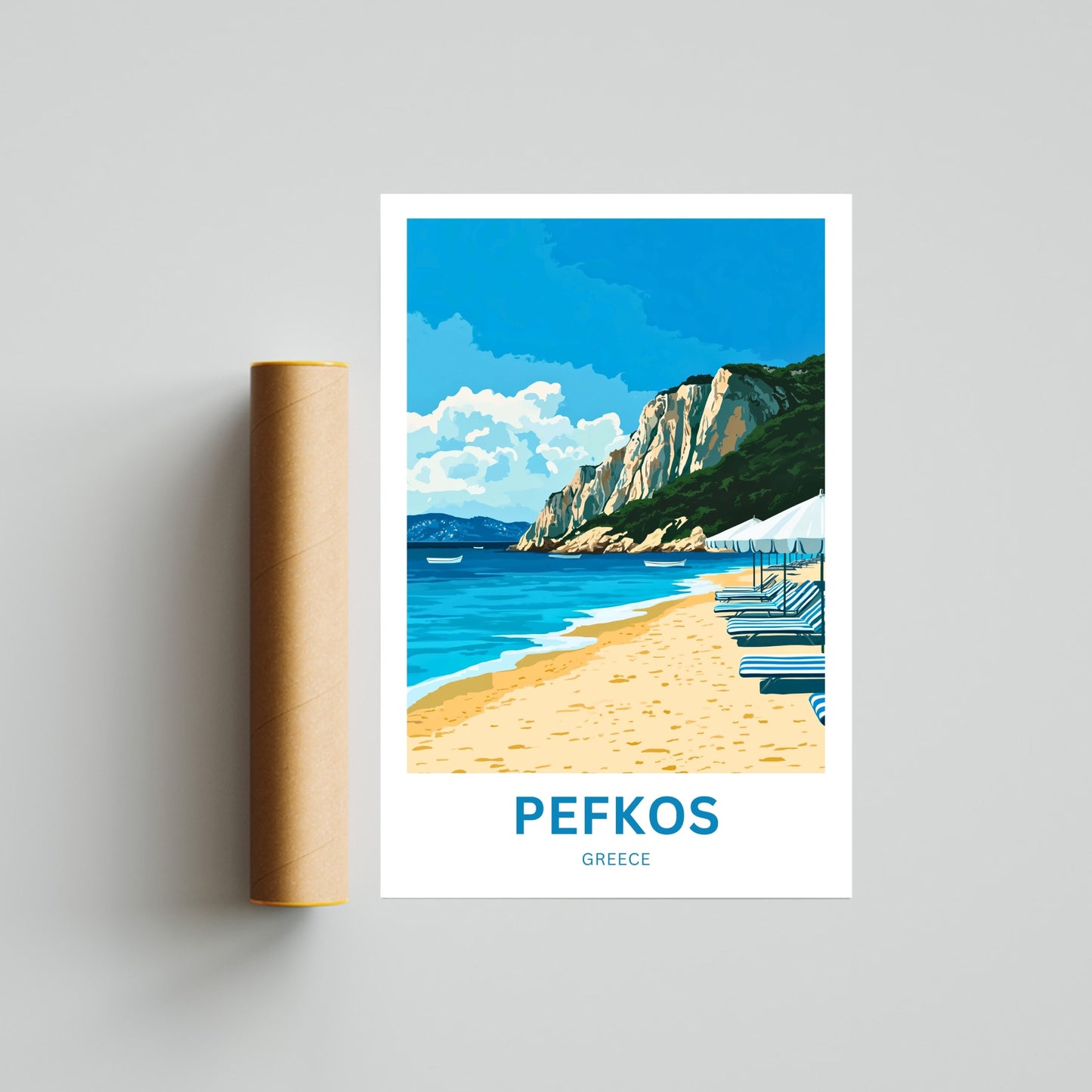 Pefkos Travel Poster - Captivating Summer Beach View