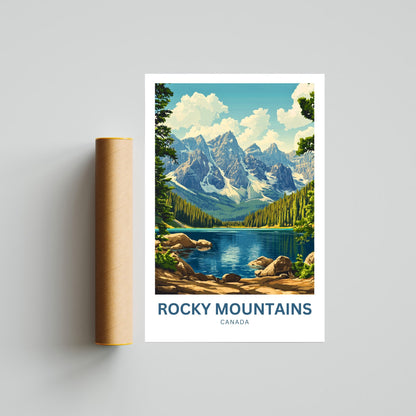 Rocky Mountains Travel Poster - Canada Stunning Mountain Views National Park