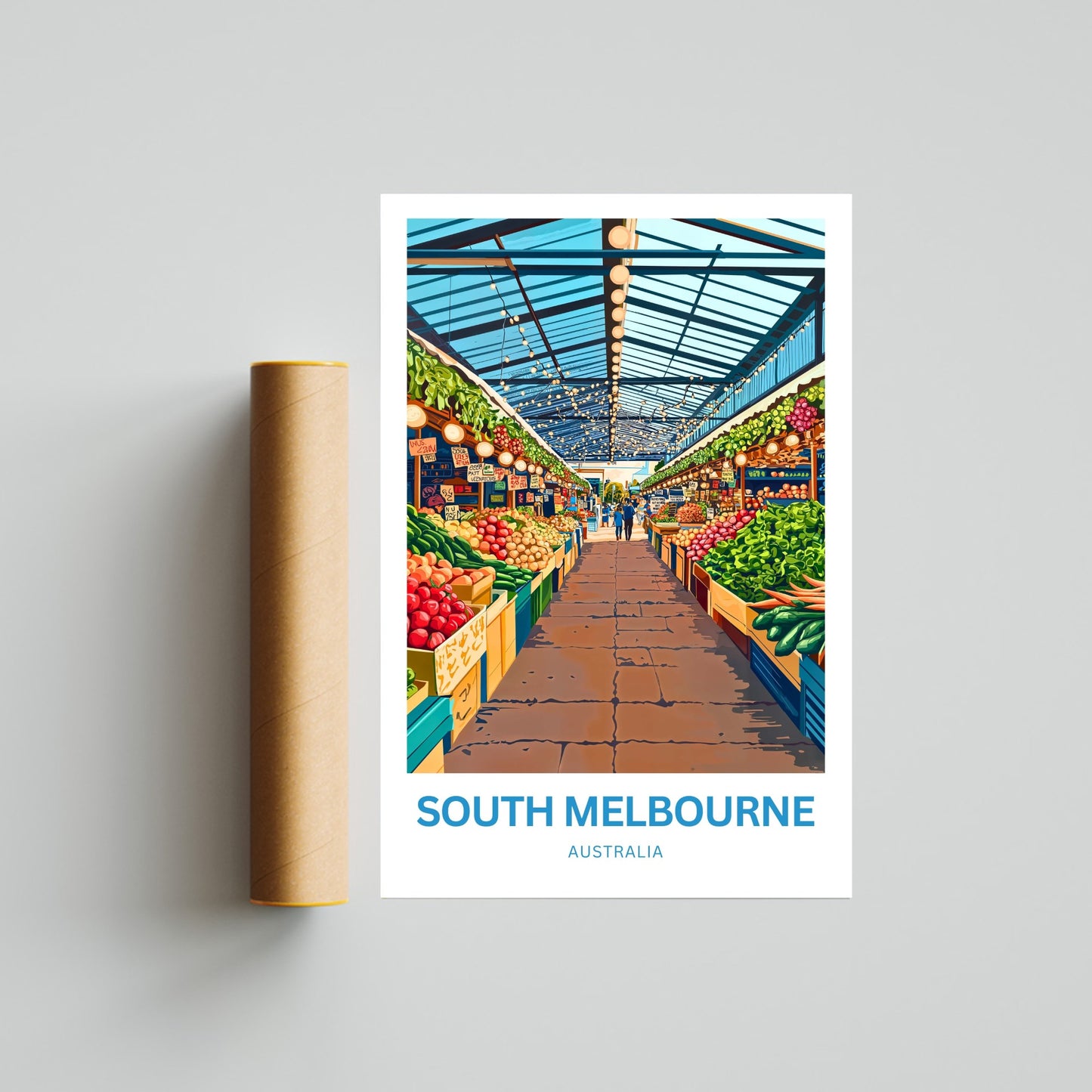South Melbourne Market Travel Poster  - Discover the Market Life of Australia