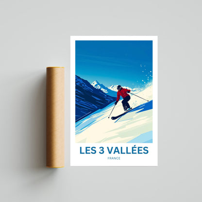 Les 3 Vallées Travel Poster - Three Valleys, One Epic Adventure